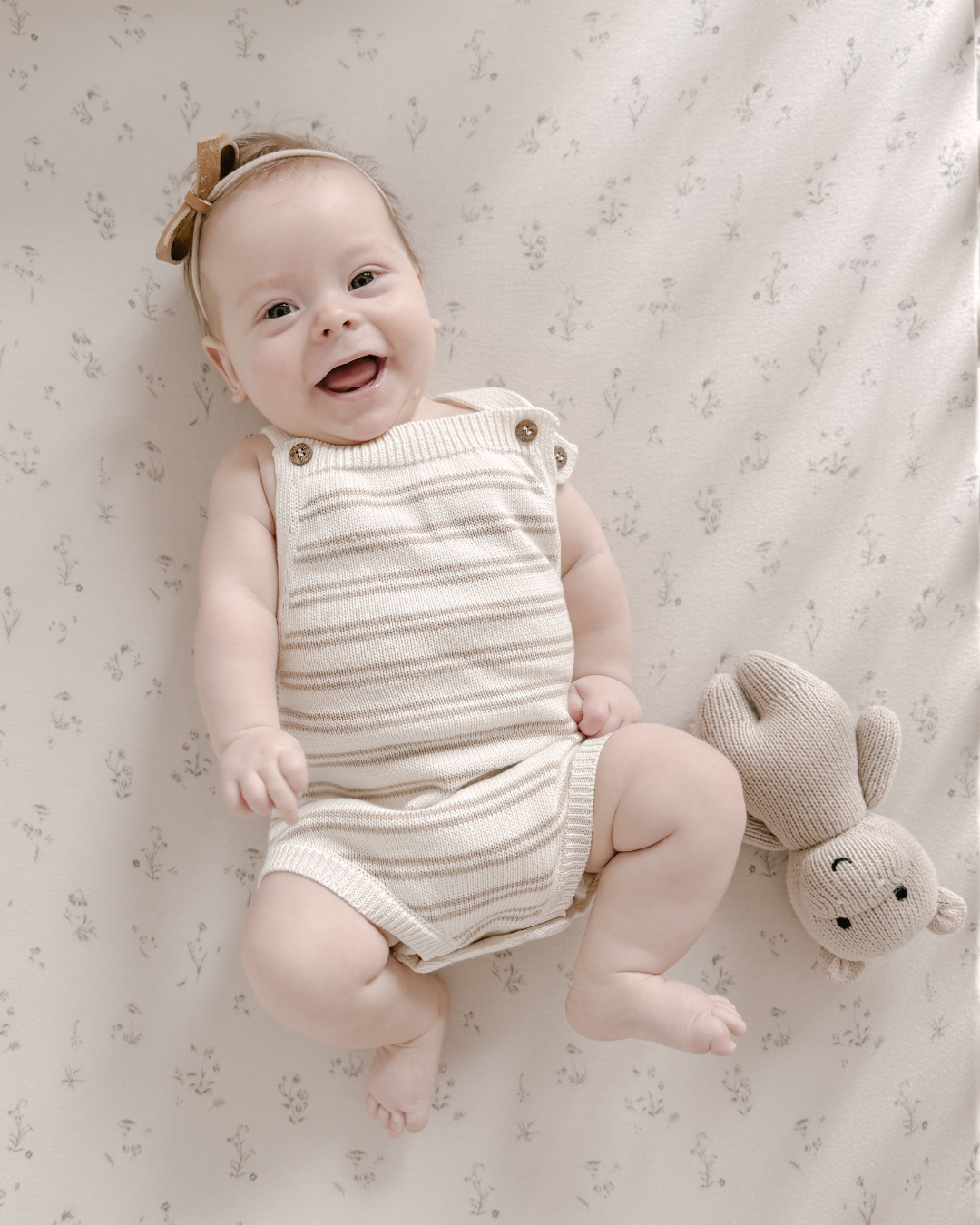 Organic Cotton Stripe Knit Bubble Romper