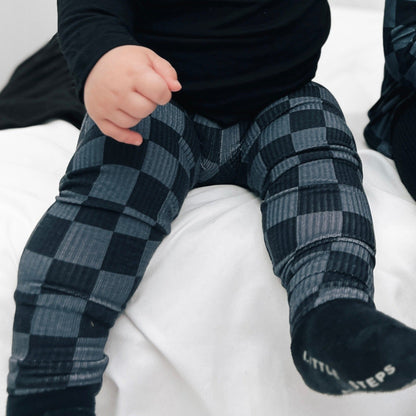 BAMBOO RIB LEGGINGS - Grey Check - Tenth & Pine - leggings - 0/6m