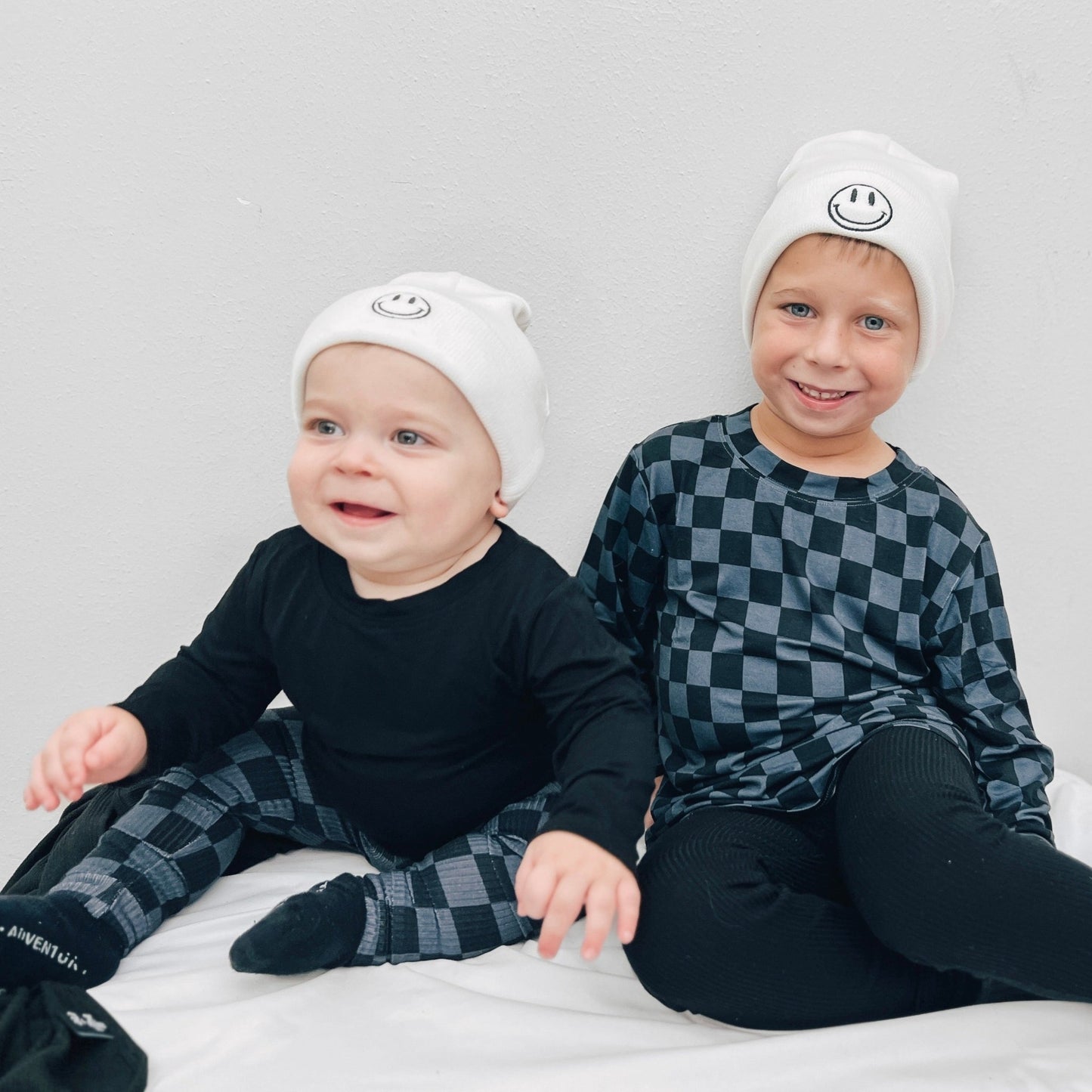 BAMBOO RIB LEGGINGS - Grey Check - Tenth & Pine - leggings - 0/6m
