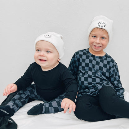 BAMBOO RIB LEGGINGS - Grey Check - Tenth & Pine - leggings - 0/6m