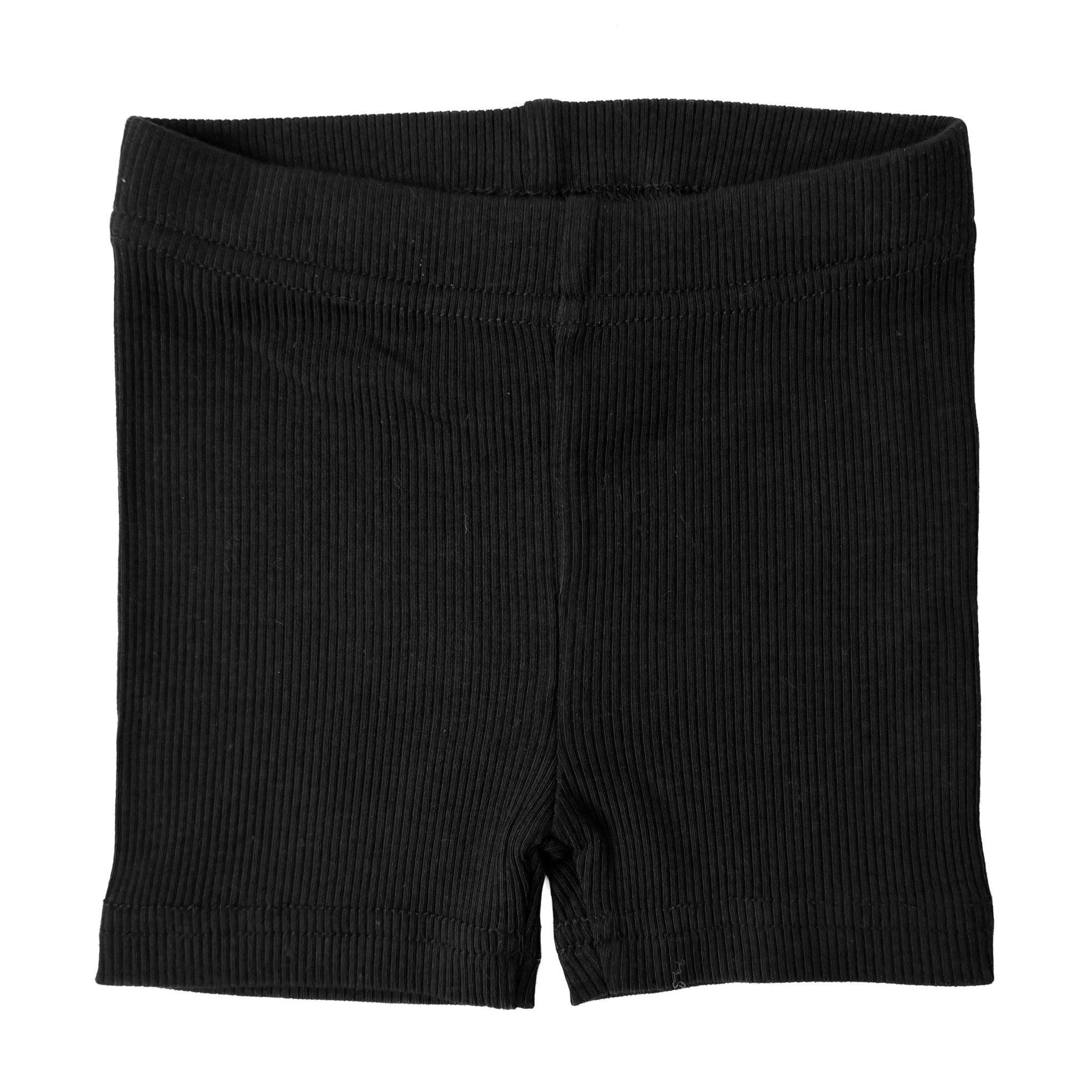 BAMBOO RIBBED BIKER SHORTS - BLACK - Tenth &amp; Pine - 3 - 6M