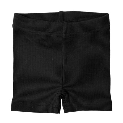 BAMBOO RIBBED BIKER SHORTS - BLACK - Tenth &amp; Pine - 3 - 6M