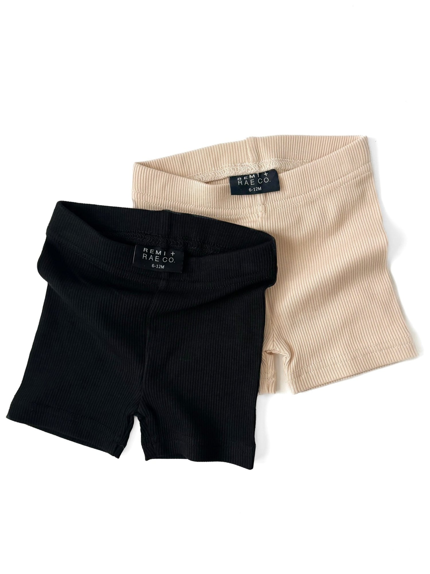 BAMBOO RIBBED BIKER SHORTS - SAND - Tenth &amp; Pine - 3 - 6M