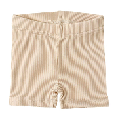 BAMBOO RIBBED BIKER SHORTS - SAND - Tenth &amp; Pine - 3 - 6M