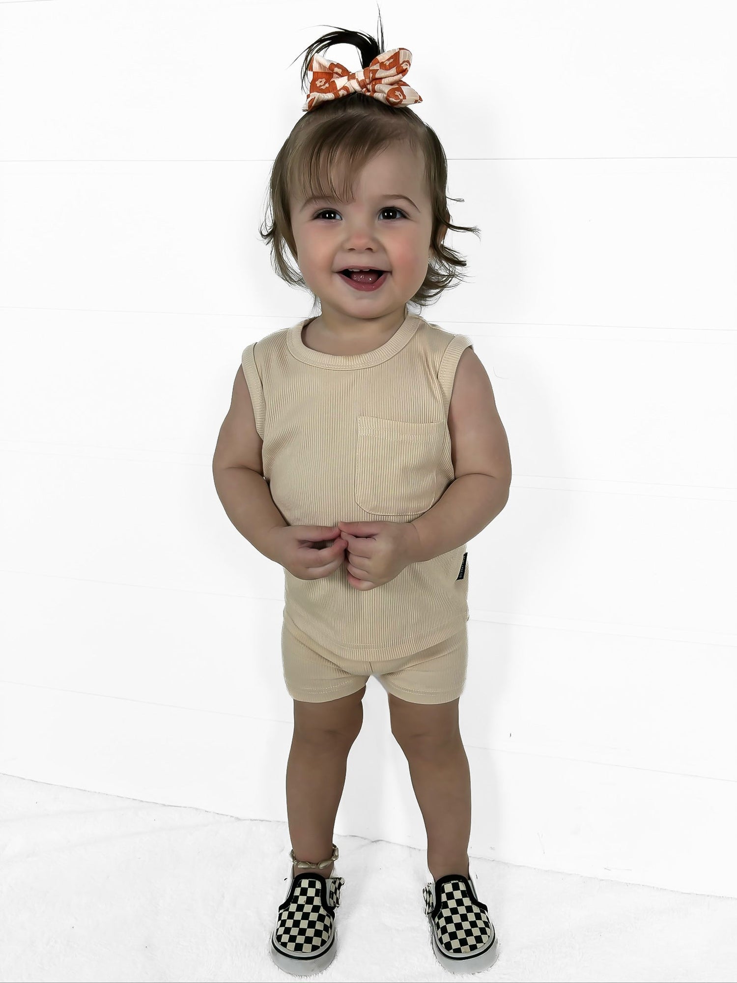 BAMBOO RIBBED BIKER SHORTS - SAND - Tenth &amp; Pine - 3 - 6M