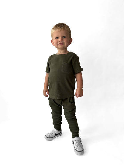 BAMBOO RIBBED JOGGERS - HUNTER - Tenth &amp; Pine - 3 - 6M