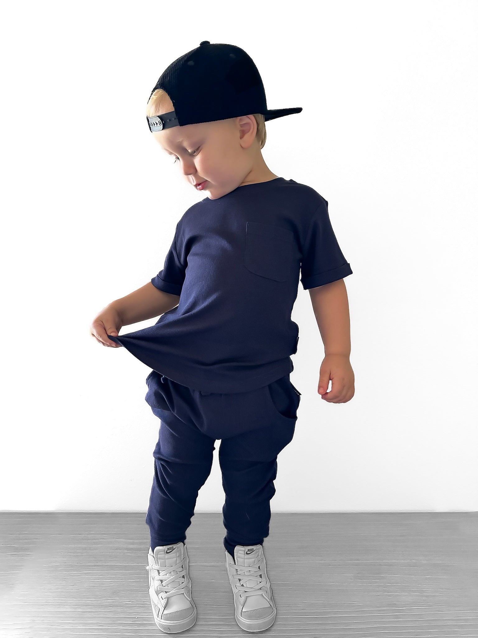 BAMBOO RIBBED JOGGERS - NAVY - Tenth &amp; Pine - 3 - 6M