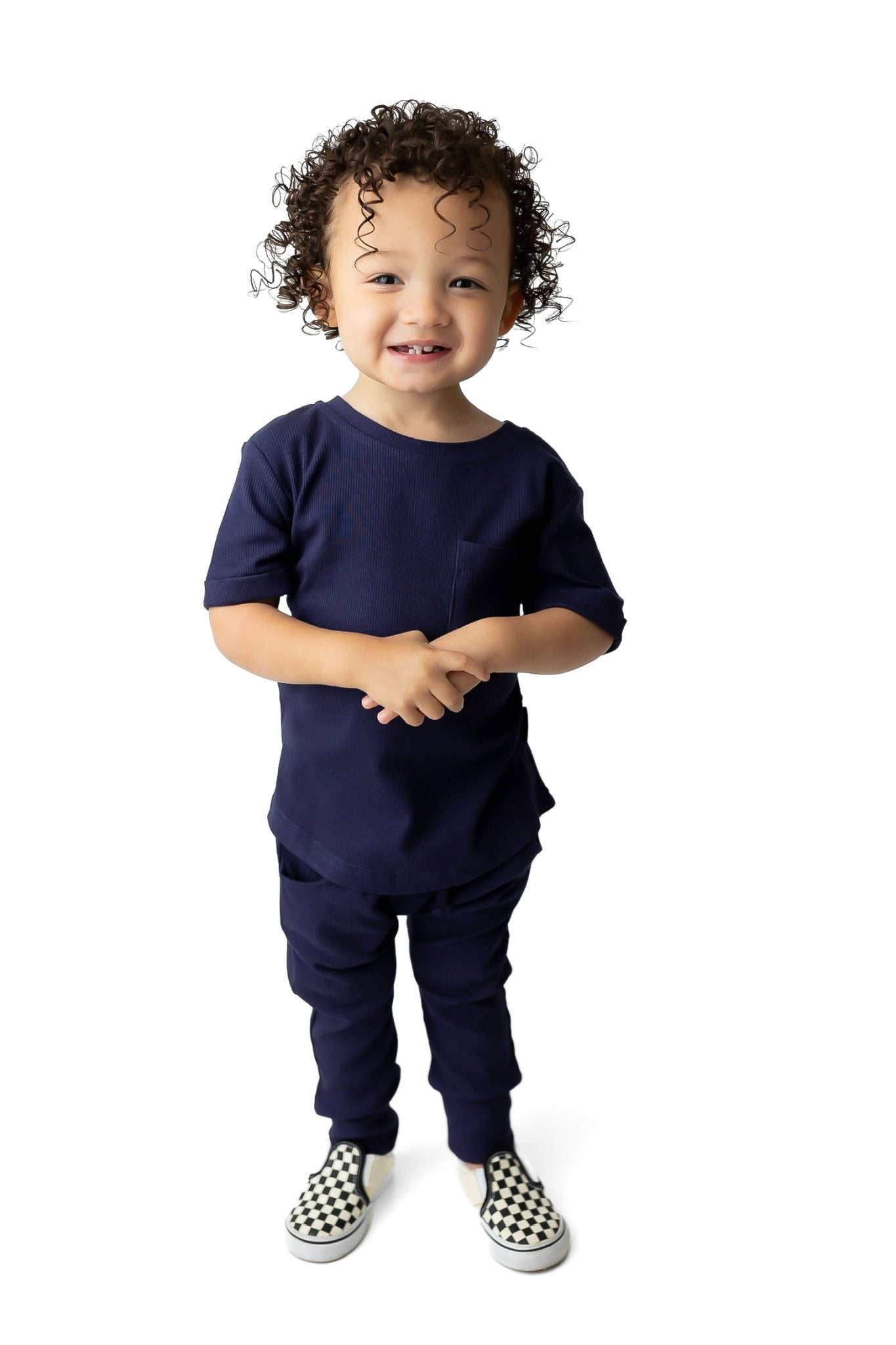 BAMBOO RIBBED JOGGERS - NAVY - Tenth &amp; Pine - 3 - 6M