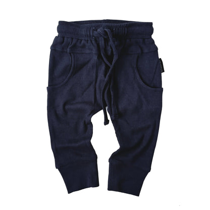 BAMBOO RIBBED JOGGERS - NAVY - Tenth &amp; Pine - 3 - 6M
