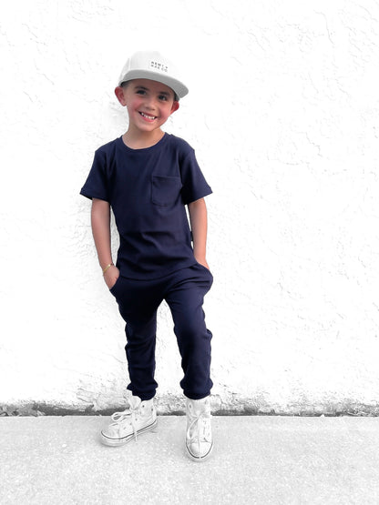 BAMBOO RIBBED JOGGERS - NAVY - Tenth &amp; Pine - 3 - 6M