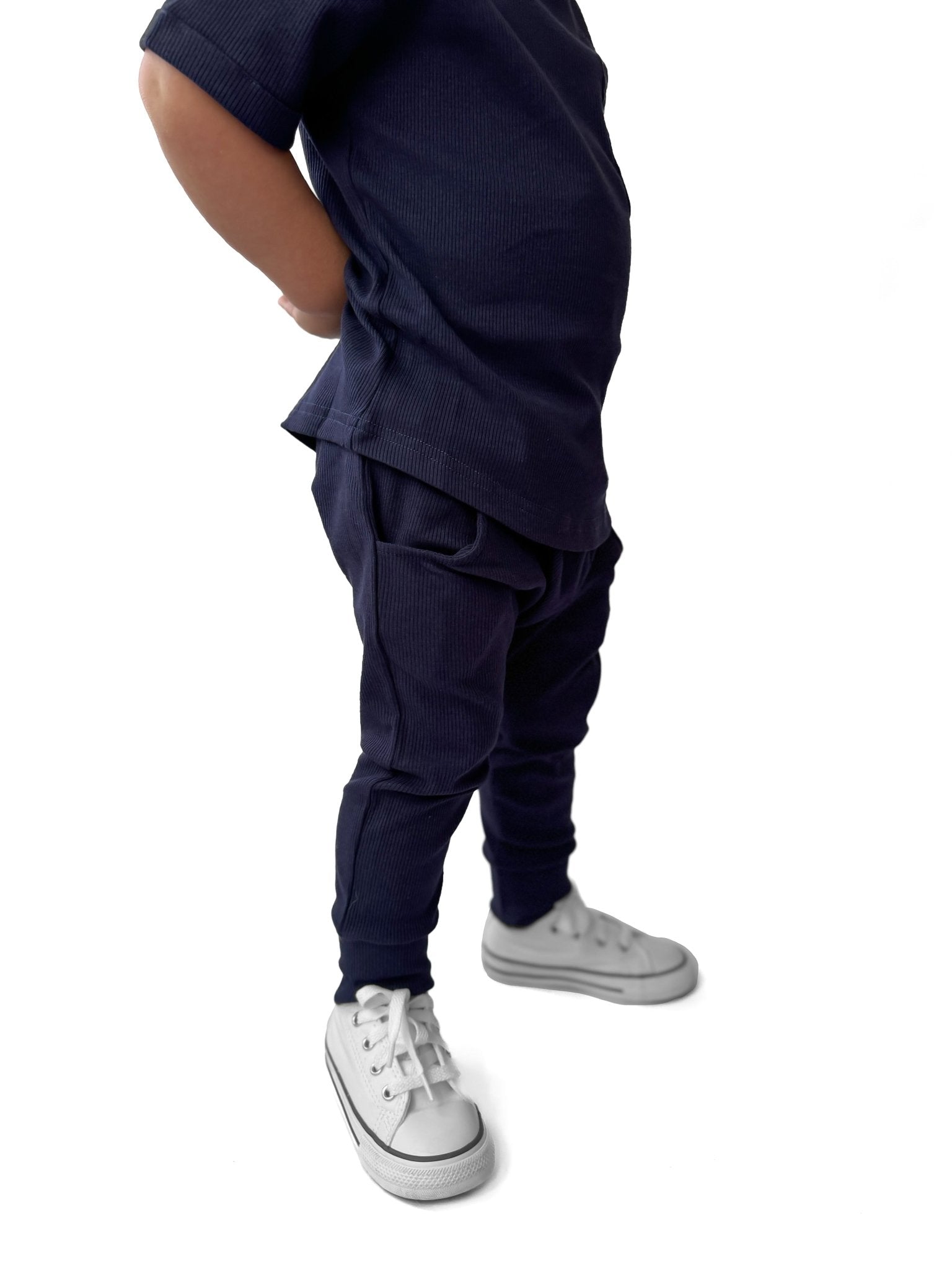 BAMBOO RIBBED JOGGERS - NAVY - Tenth &amp; Pine - 3 - 6M