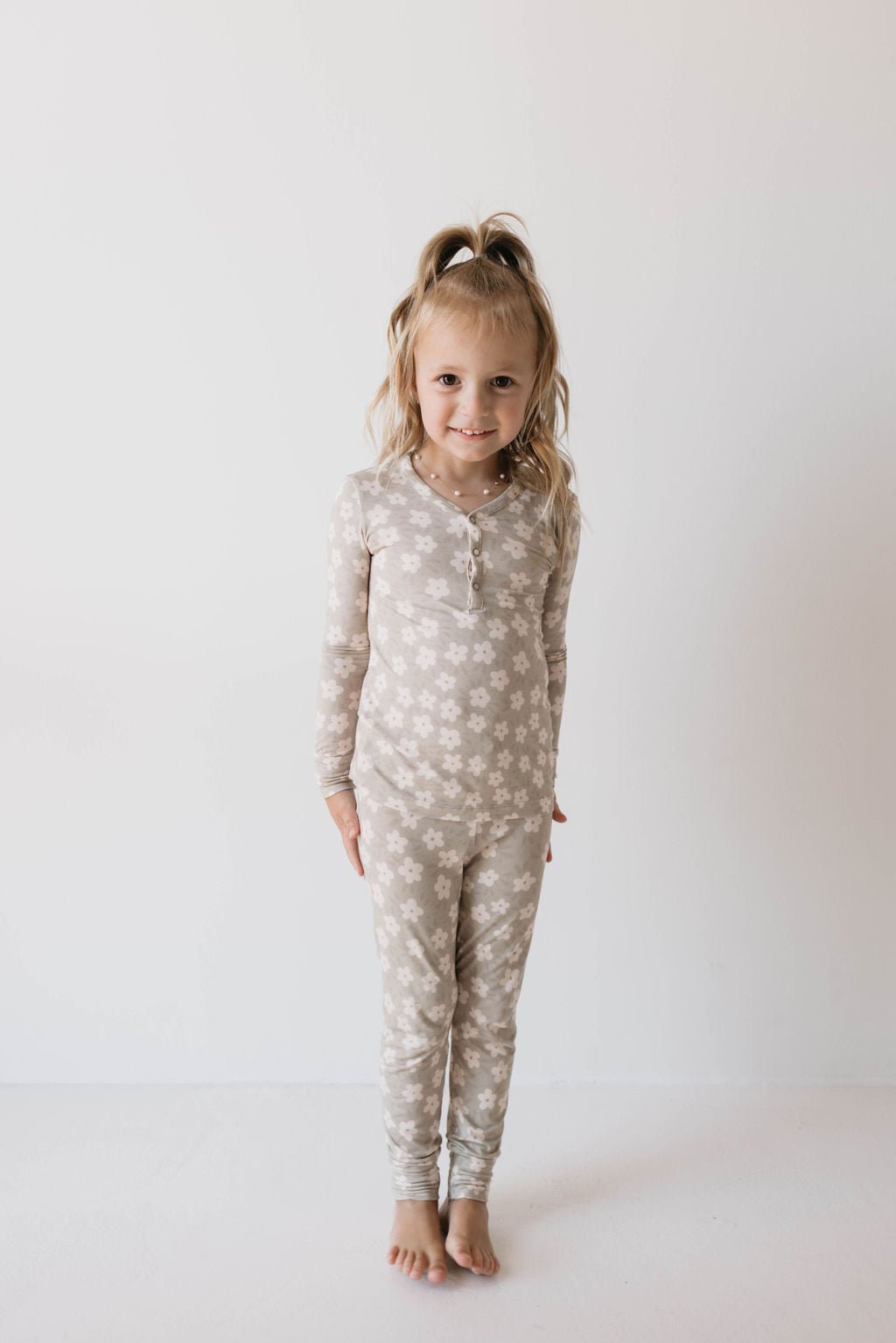 Bamboo Two Piece Pajamas | French Gray Floral - Tenth &amp; Pine - 2/3 Years