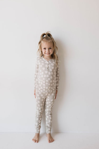 Bamboo Two Piece Pajamas | French Gray Floral - Tenth &amp; Pine - 2/3 Years