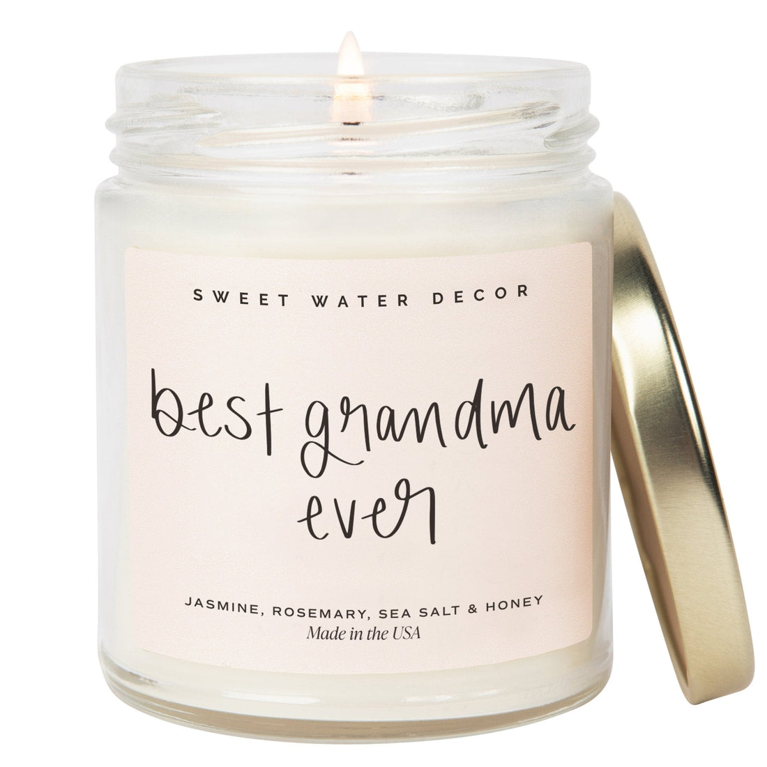 Best Grandma Ever Soy Candle - Clear Jar - 9 oz (Wildflowers and Salt) - Tenth &amp; Pine - Candles - 
