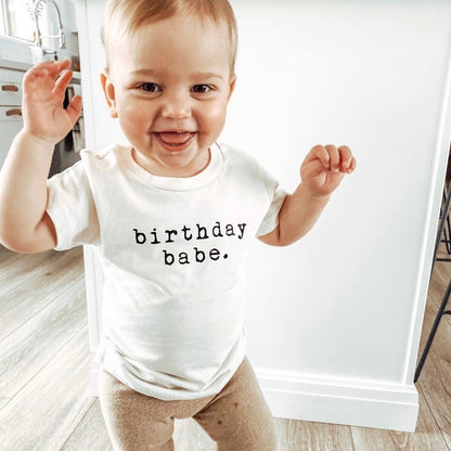 Birthday Babe, Organic, Tee, Toddler, Baby, Boy, Girl, Kids, Clothes, Outfit, Unisex, Gender Neutral, Organic Cotton, Quote, Laurel - Tenth &amp; Pine - 12 - 18 months
