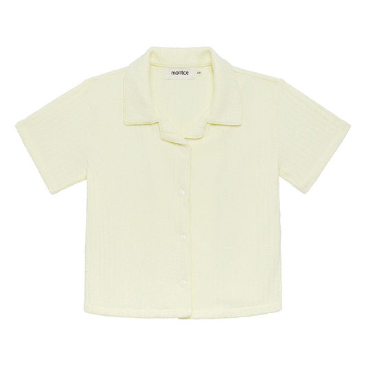 Buttercream Rib Mini Button Down Shirt - Tenth & Pine - Mini Apparel - 0 - 6 Months - Buttercream Rib - Montce