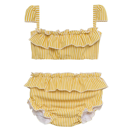 Canary Stripe Mini Cabana Bikini Set - Tenth & Pine - MM Swimwear - 0 - 6 Months - Canary Stripe - Montce