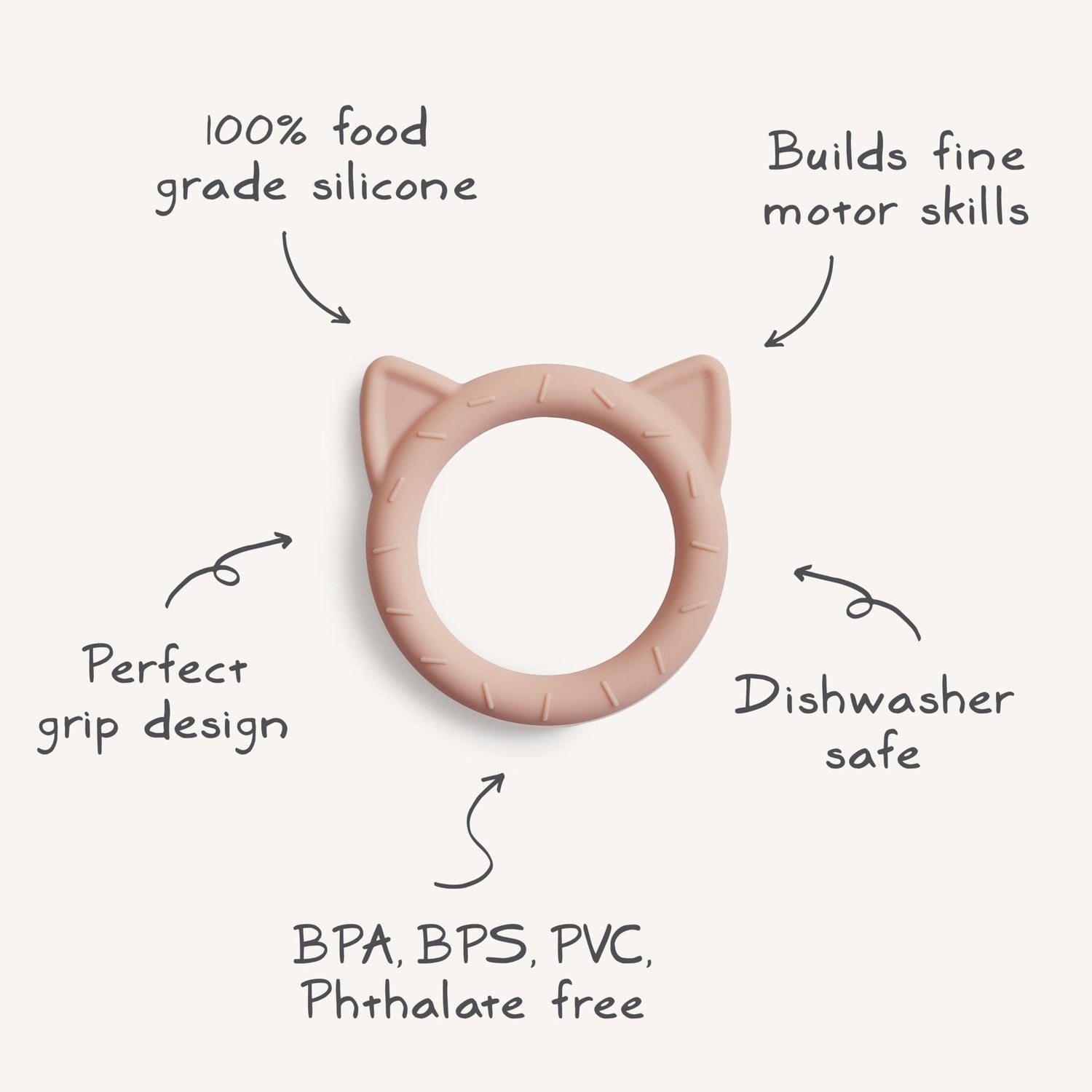 Cat Teether - Tenth &amp; Pine - teether - Blush