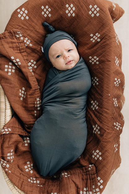 Charcoal Bamboo Stretch Swaddle - Tenth &amp; Pine - 