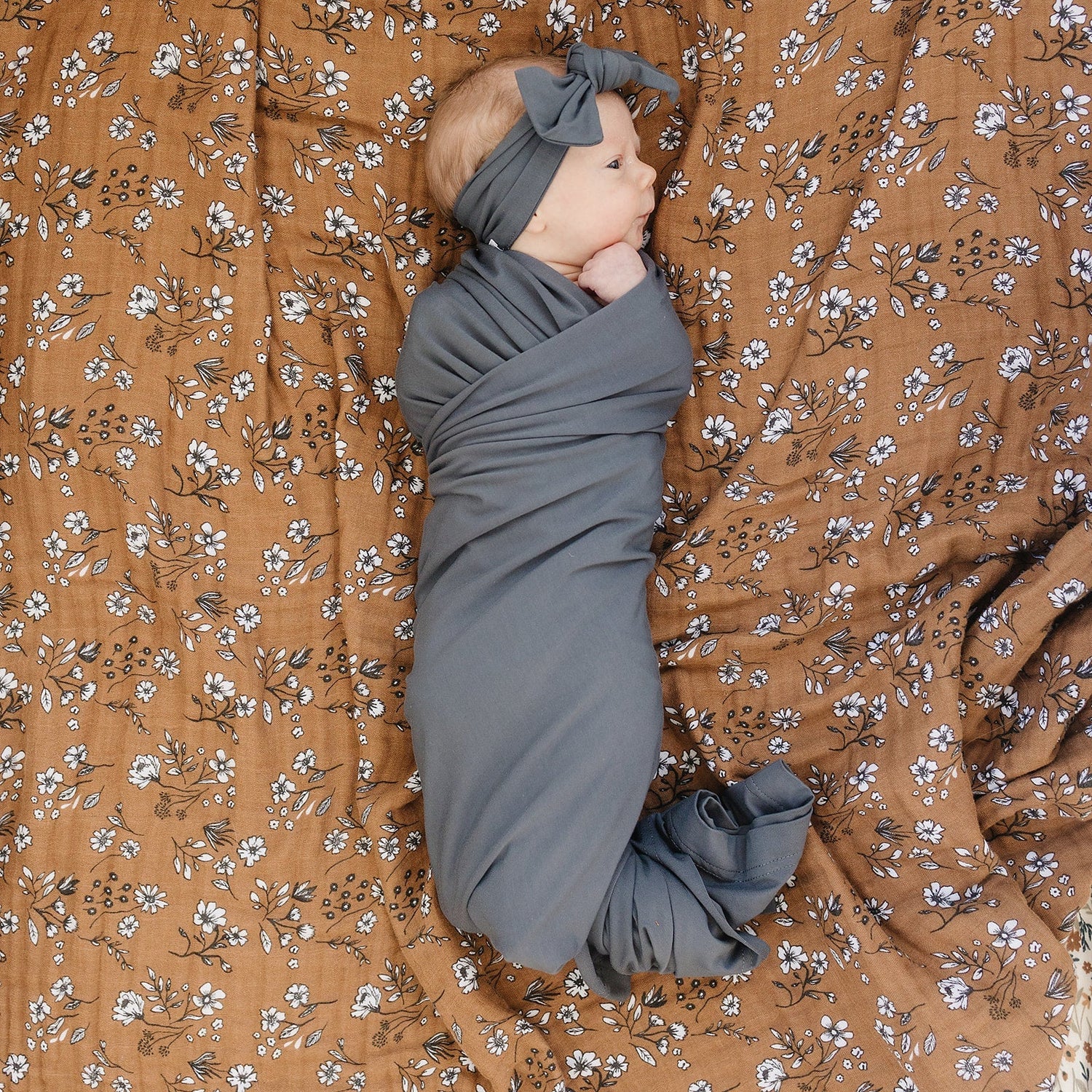 Charcoal Bamboo Stretch Swaddle - Tenth &amp; Pine - 