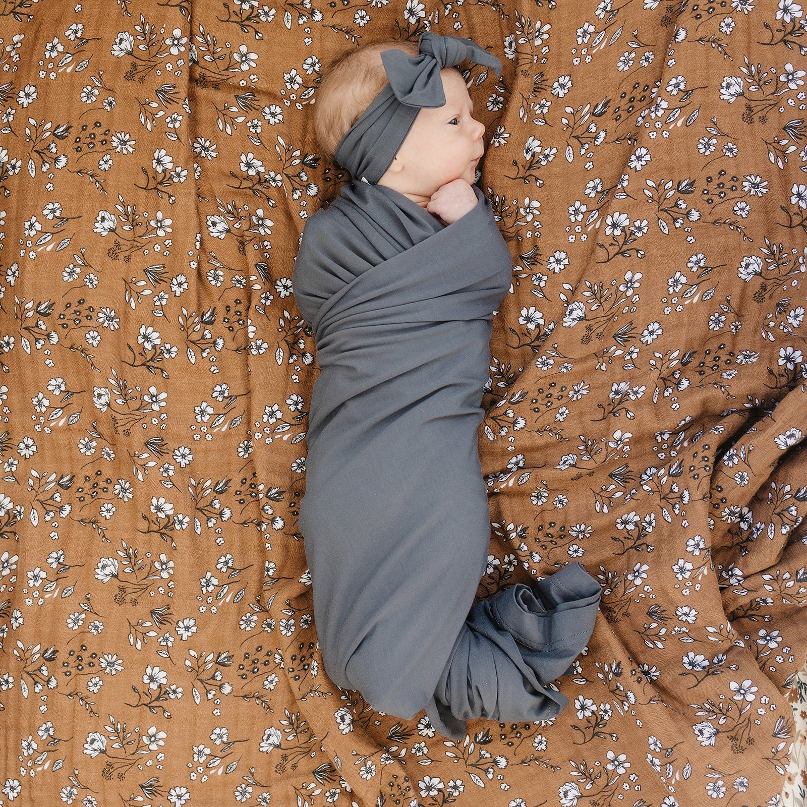 Charcoal Bamboo Stretch Swaddle - Tenth &amp; Pine - 