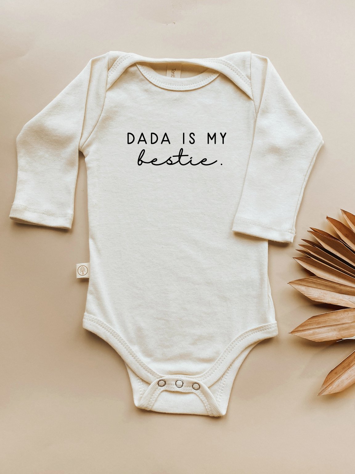 Baby Dada is My Bestie Long - Sleeve Organic Cotton Bodysuit - Tenth &amp; Pine - Long Sleeve Onesie - 0 - 3M