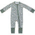 Dark Green Daisy Ribbed Bamboo Zipper - Tenth & Pine - zip rompers - NB - Mebie Baby