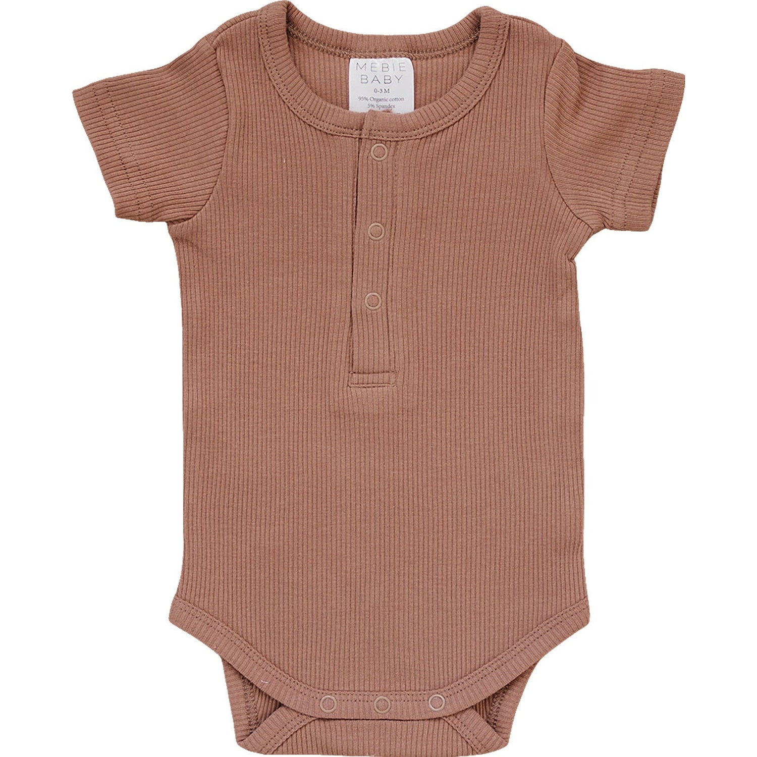 Dusty Rose Organic Cotton Ribbed Snap Bodysuit - Tenth &amp; Pine - NB - Mebie Baby