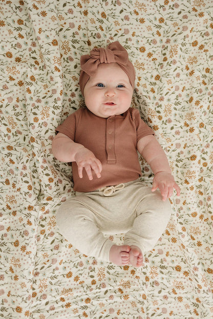 Dusty Rose Organic Cotton Ribbed Snap Bodysuit - Tenth &amp; Pine - NB - Mebie Baby