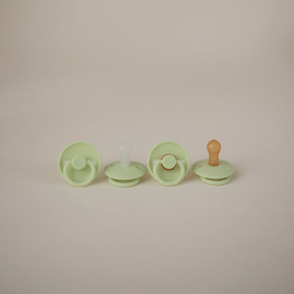 FRIGG Rope Natural Rubber Pacifier 2 - Pack - Tenth &amp; Pine - FRIGG PACIFIERS - 6 - 18 months - Cream/Green Tea