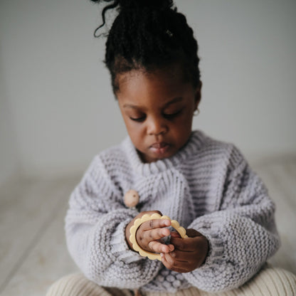 Flower Teether Bracelet - Tenth &amp; Pine - teether - Cambridge Blue/Clementine/Natural