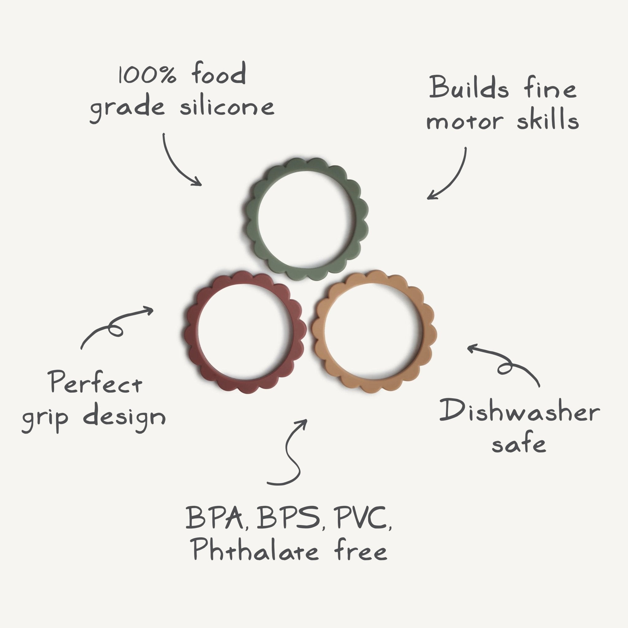 Flower Teether Bracelet - Tenth &amp; Pine - teether - Cambridge Blue/Clementine/Natural