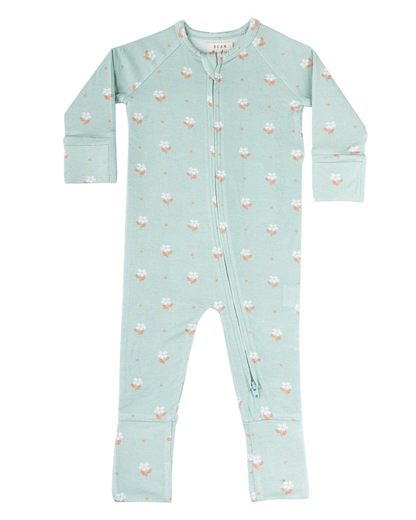 Modal Convertible Footy Pajamas in Seafoam Floral