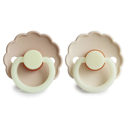 FRIGG Daisy Night Natural Rubber Pacifier 2 - Pack - Tenth &amp; Pine - FRIGG PACIFIERS - 6 - 18 months - Croissant/Cream