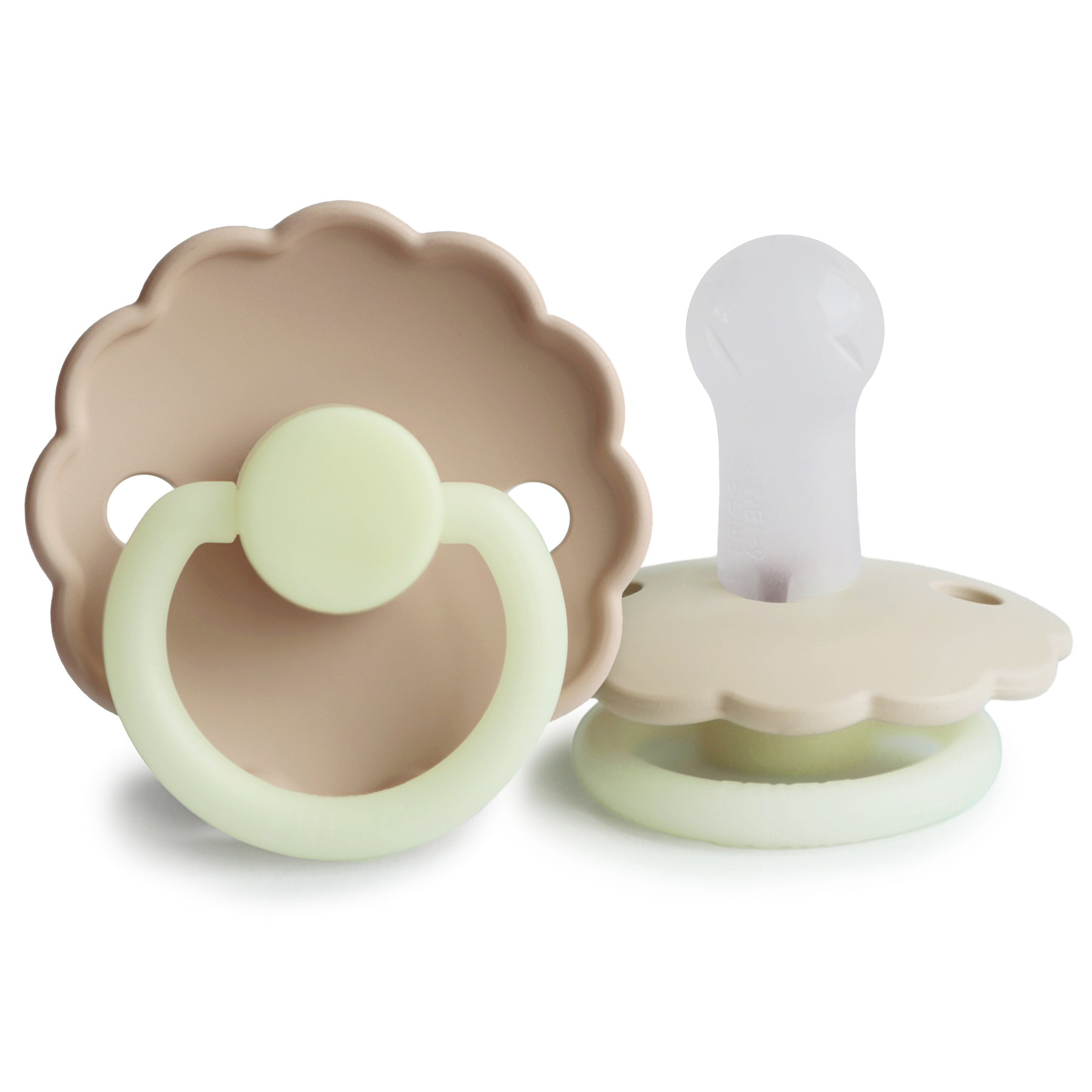 FRIGG Daisy Night Silicone Pacifier 2 - Pack - Tenth &amp; Pine - FRIGG PACIFIERS - 6 - 18 months - Croissant/Cream