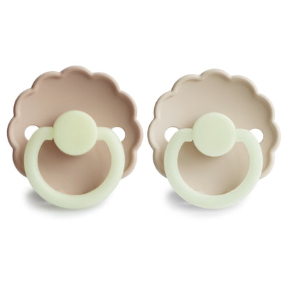 FRIGG Daisy Night Silicone Pacifier 2 - Pack - Tenth &amp; Pine - FRIGG PACIFIERS - 6 - 18 months - Portobello/Croissant