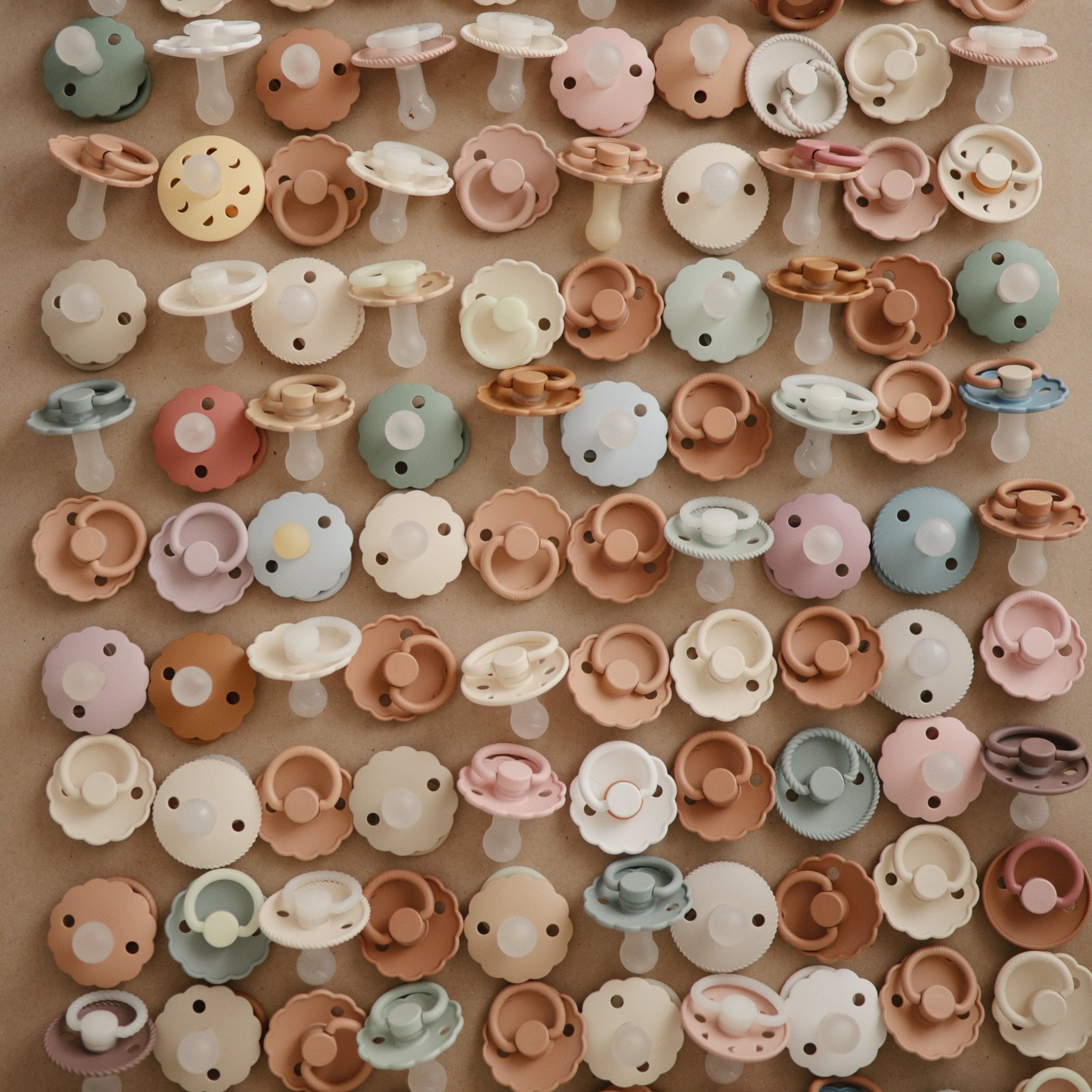 FRIGG Daisy Night Silicone Pacifier 2 - Pack - Tenth &amp; Pine - FRIGG PACIFIERS - 6 - 18 months - Portobello/Croissant