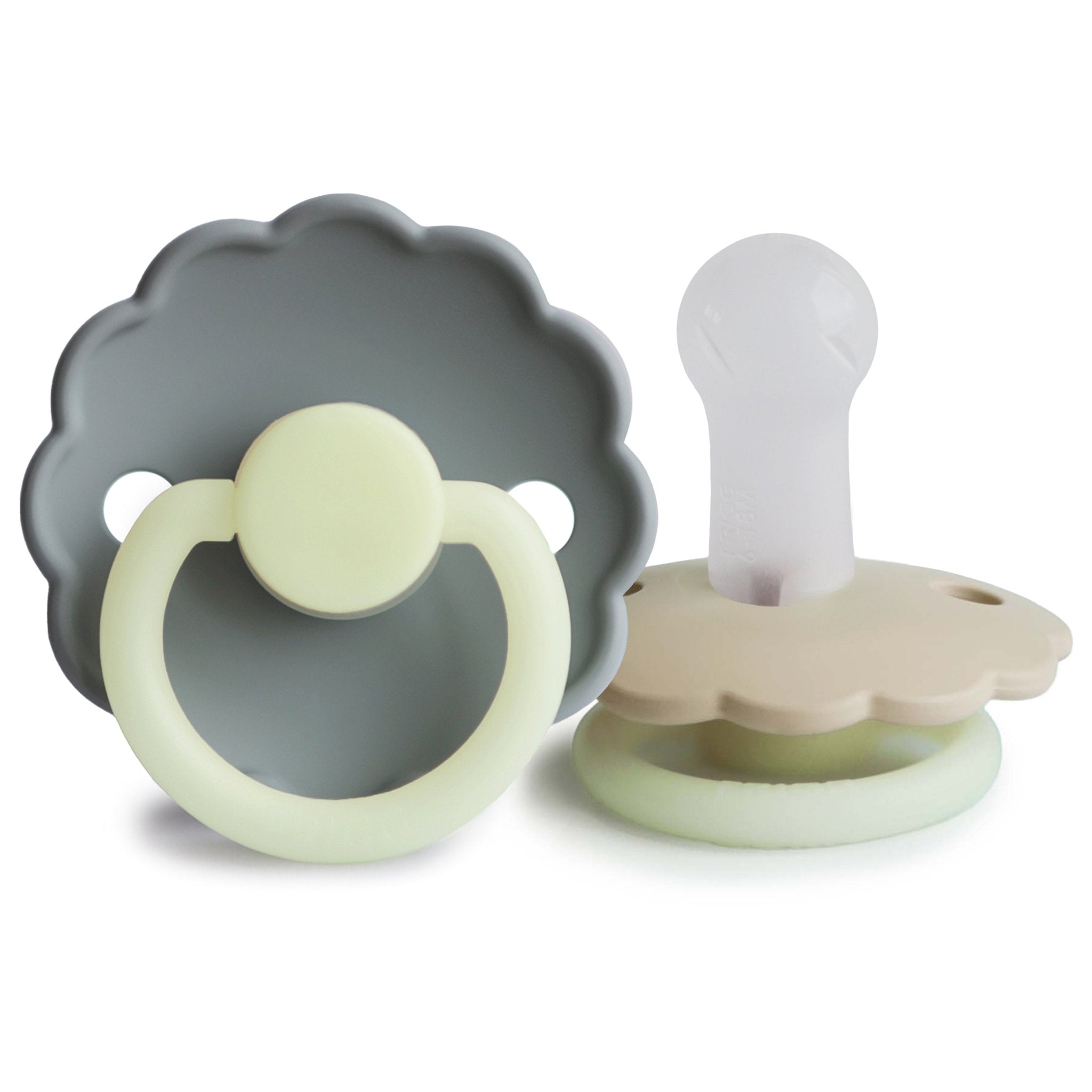FRIGG Daisy Night Silicone Pacifier 2 - Pack - Tenth &amp; Pine - FRIGG PACIFIERS - 6 - 18 months - French Gray/Croissant