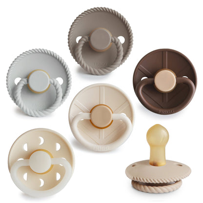 FRIGG Natural Rubber 6 - Pack - Tenth &amp; Pine - FRIGG PACIFIERS - 0 - 6 Months - Earthy Wonder