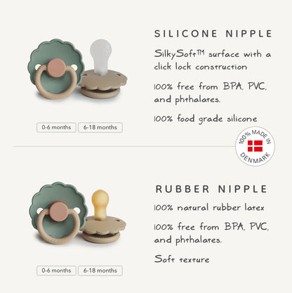 FRIGG Daisy Natural Rubber Pacifier 2 - Pack - Tenth &amp; Pine - FRIGG PACIFIERS - 0 - 6 months - Blush/Cream