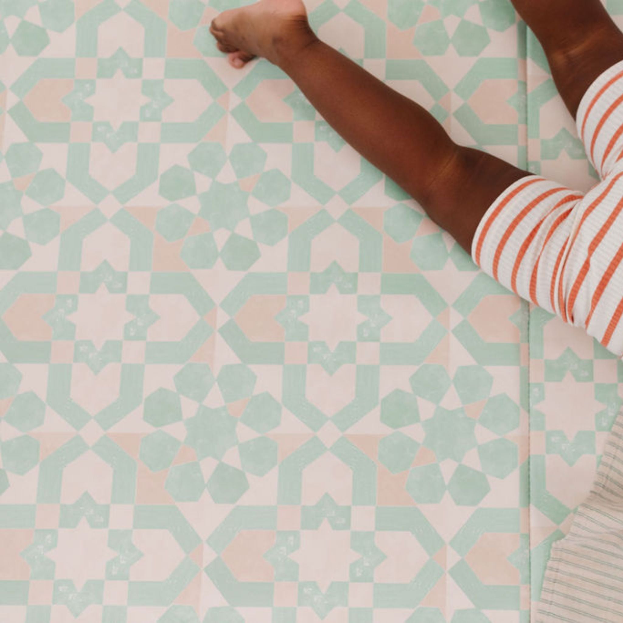 Green Tile Vegan Leather Mat - Tenth &amp; Pine - Vegan Leather Padded Mat - Standard