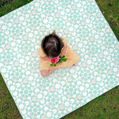 Green Tile Vegan Leather Mat - Tenth &amp; Pine - Vegan Leather Padded Mat - Standard