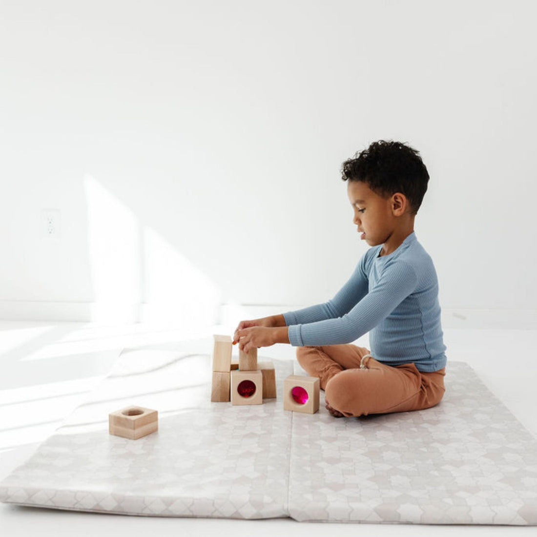 Grey Mosaic Vegan Leather Mat - Tenth &amp; Pine - Vegan Leather Padded Mat - Standard