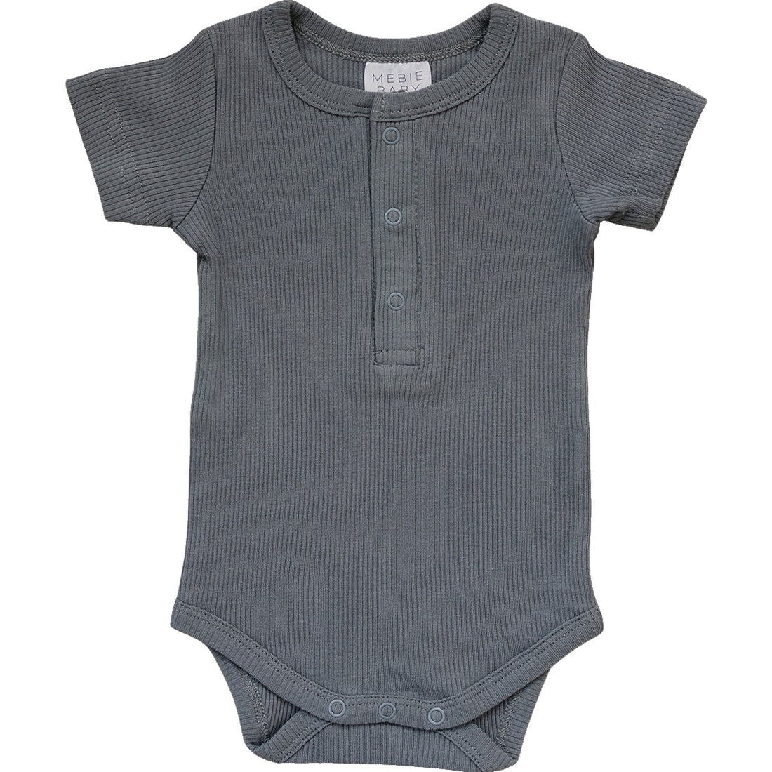 Grey Organic Cotton Ribbed Snap Bodysuit - Tenth &amp; Pine - NB - Mebie Baby