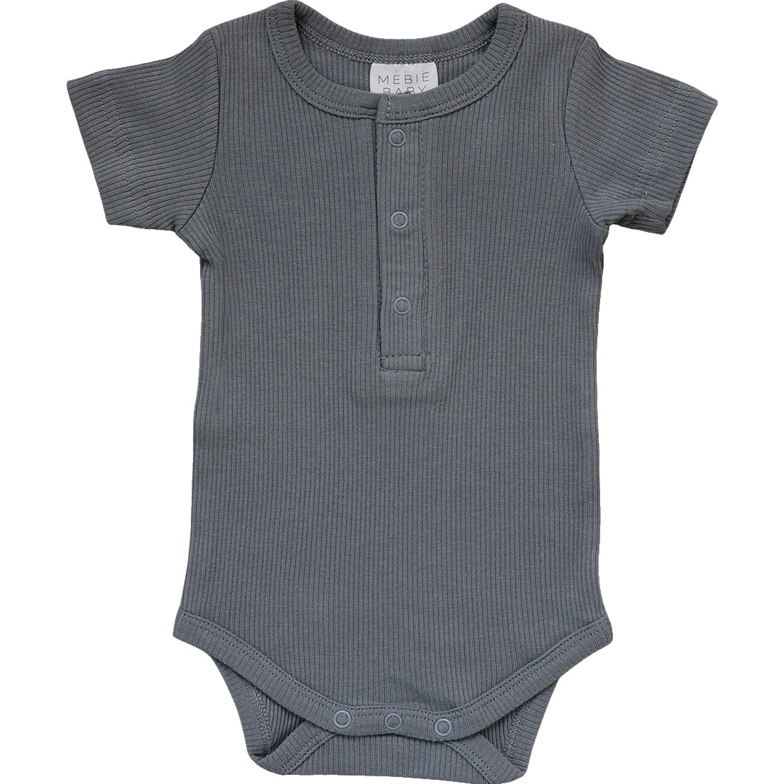 Grey Organic Cotton Ribbed Snap Bodysuit - Tenth &amp; Pine - NB - Mebie Baby