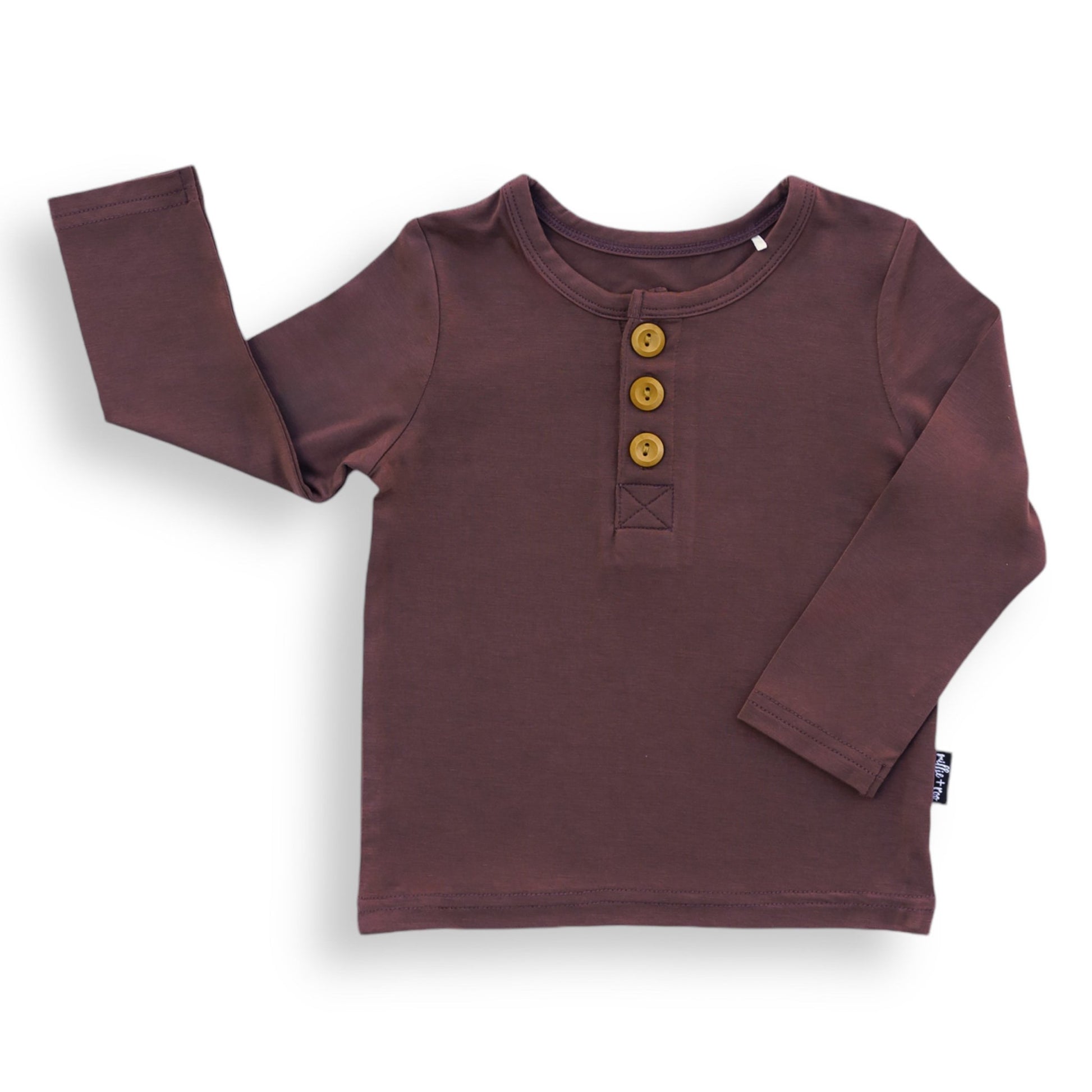 HENLEY LONG SLEEVE - Black Cherry - Tenth & Pine - henley long sleeve - 0/6m