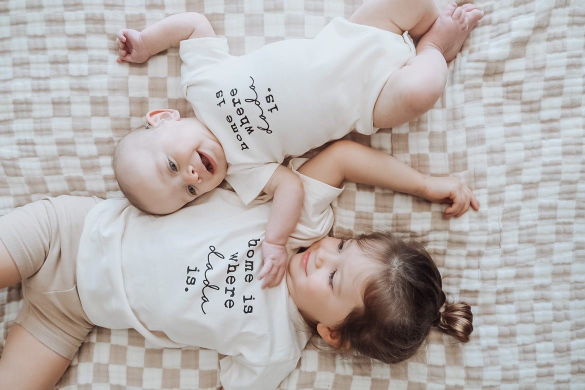 Home is Where Dada Is - Organic Cotton Bodysuit - Tenth &amp; Pine - Short Sleeve Onesie - 0 - 3M