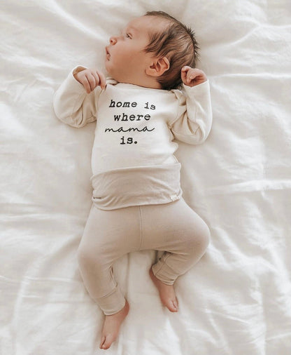 Home is Where Mama Is - Long Sleeve Organic Bodysuit - Tenth &amp; Pine - Long Sleeve Onesie - 0 - 3M
