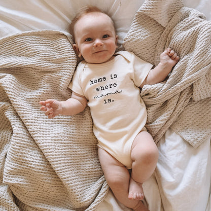 Home is Where Mama Is - Organic Cotton Bodysuit - Tenth &amp; Pine - Short Sleeve Onesie - 0 - 3M