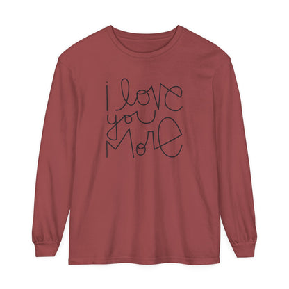 I Love You More Adult Long Sleeve T-Shirt - Tenth &amp; Pine - Long Sleeve Adult Tee - S - Brick